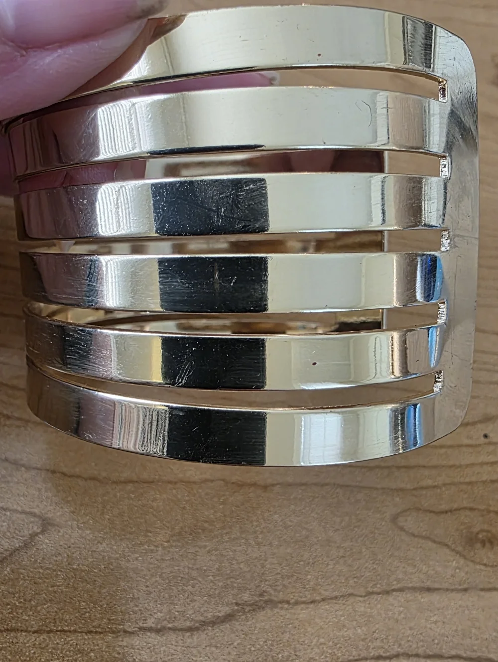 New York & Company Wide Gold Statement Cuff - Multi-Row Layered Look